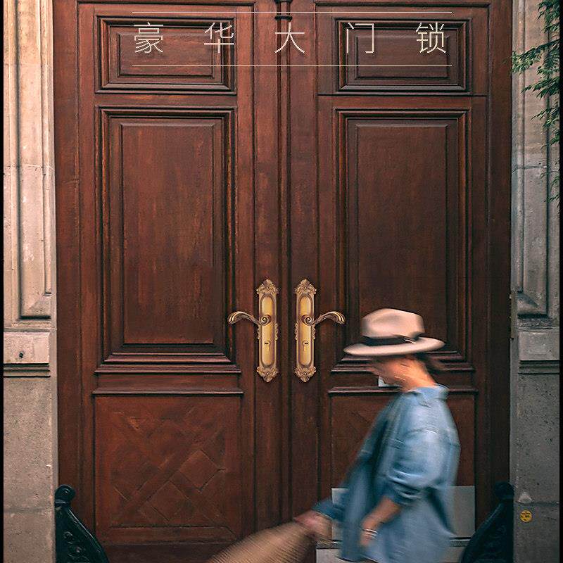 德国ABO双门大门锁金色对开K门锁欧式简母子门入户加大号约门锁