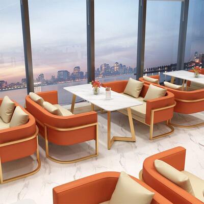 咖啡厅奶茶店休闲洽谈酒吧清吧商用西餐厅卡座沙发桌椅组合厂货源