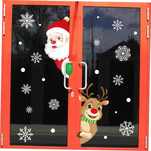 Christmas Decoration Santa Elk Electrostatic Stickers Combin