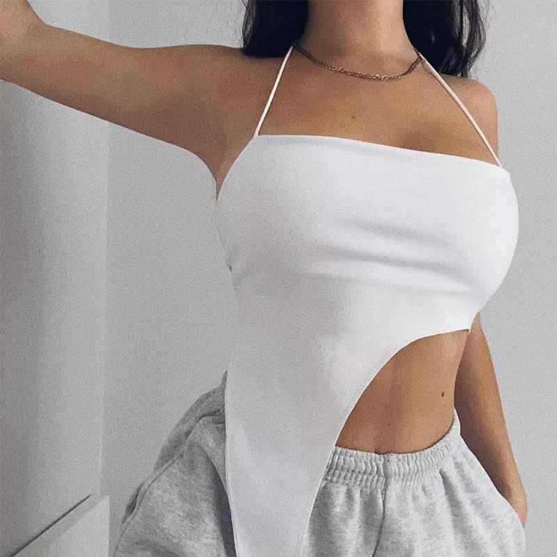 Womens solid color halter neck tie sexy chest wrap small