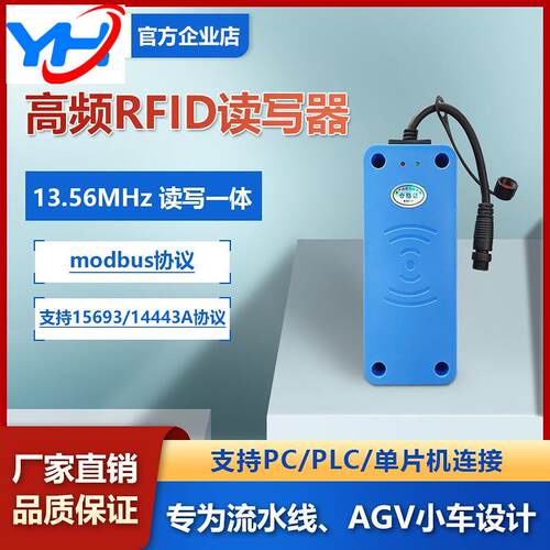 13.56MHz高频RFID读写器 Modbus15693工业流水线读写头JY-H802