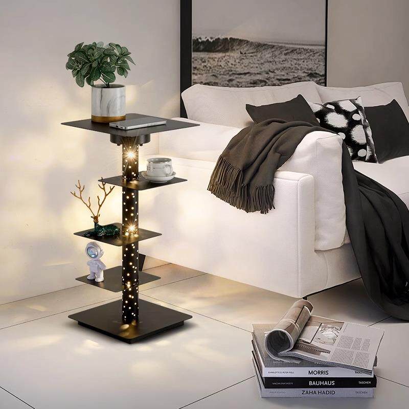 设计师创意光影书架落地灯意式极简客厅卧室装饰带置物架氛围灯具