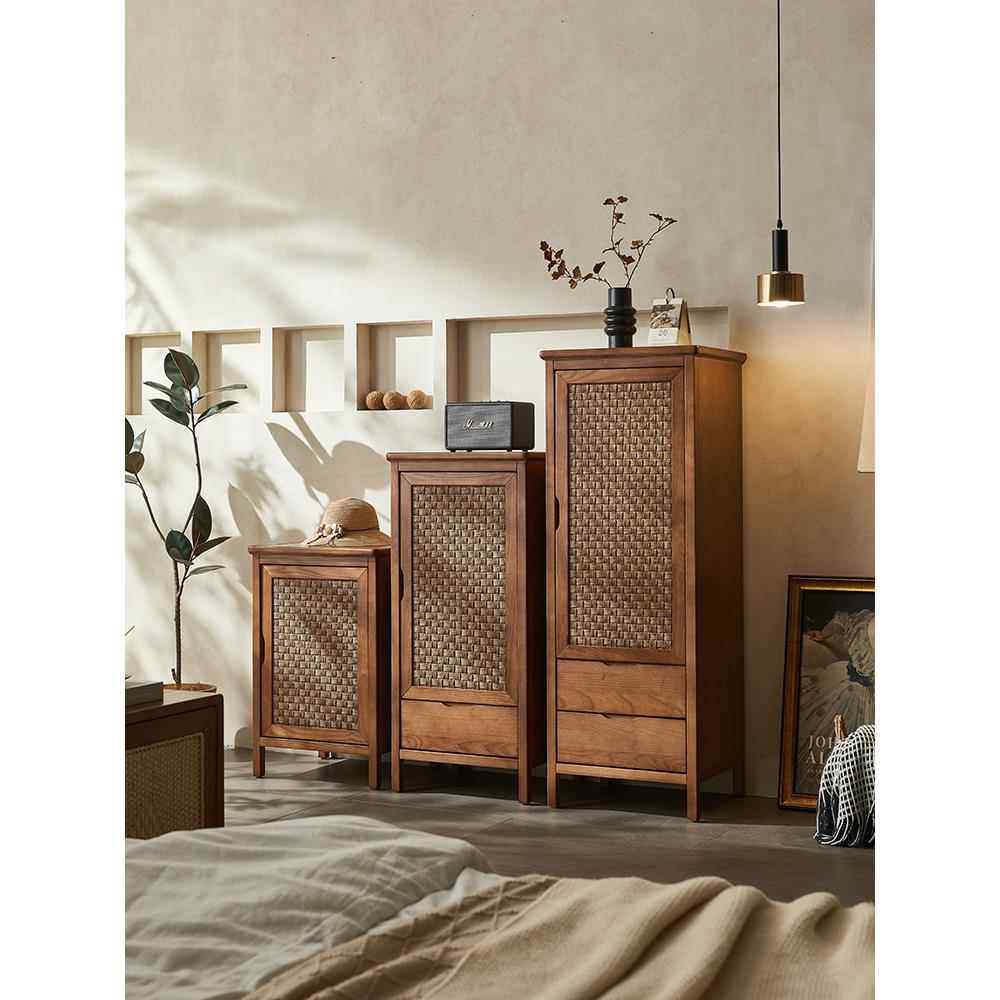 北欧藤编实木原木色客厅高低储物柜客栈民宿日式小户型组合套装,住宅家具,斗柜,淘宝优惠券,粉丝福利购,淘宝优惠卷