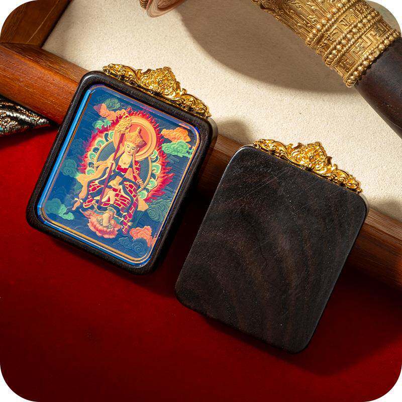 手绘唐卡扎基拉姆黄财绿度母黑财八大五爷吊坠定图立体擦擦唐卡