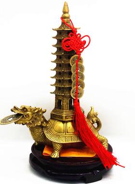 特价黄铜龙龟塔摆件驮九层文昌塔托 托龙龟背宝塔家居书房办公室