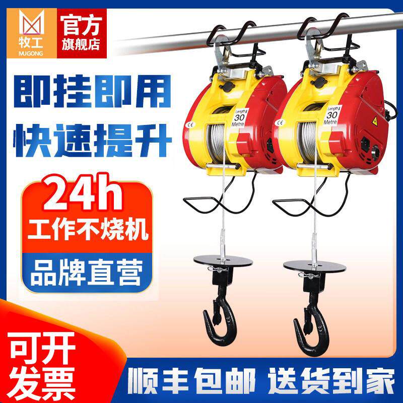 小金刚微型电动吊车220v悬挂式提升机家用小型空调升降吊机卷扬机