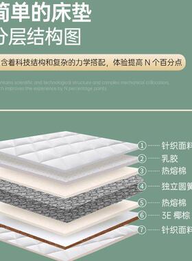 酒776床垫店席梦思弹簧床垫1.5m2CM进口天乳胶0椰棕两用然款工厂