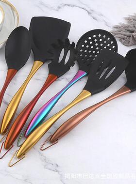 A303不锈件钢硅胶厨具铲家用炒菜锅汤勺煎厨房用品七铲套装