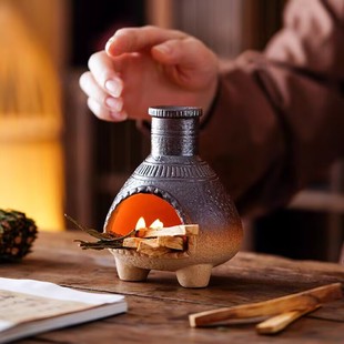 手作陶瓷香薰炉圣木鼠尾草雪松炉燃烧托盘烟囱支架小香炉香薰托盘