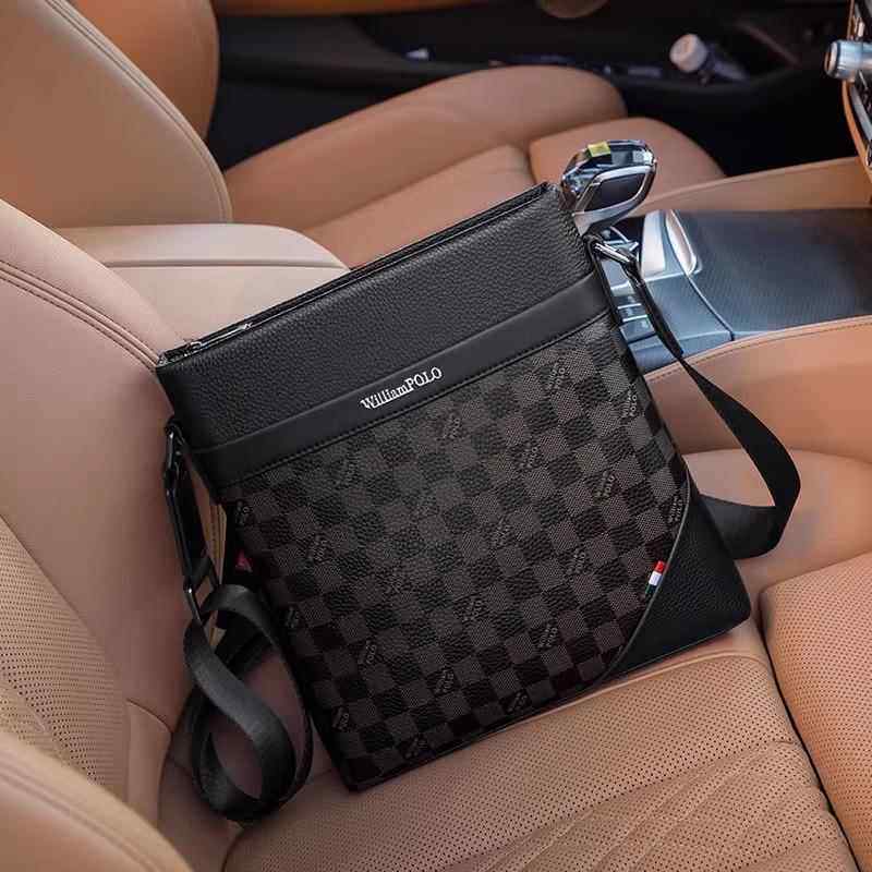 香港代购竖款真皮斜挎包男士大容量商务休闲头层牛皮单肩包背包男