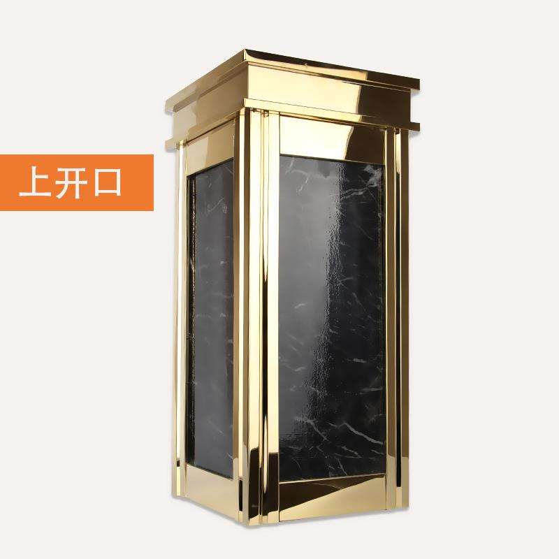 KTV大理石垃圾桶宾馆酒垃防圾桶带烟灰缸店式方形不YAF-138锈欧钢