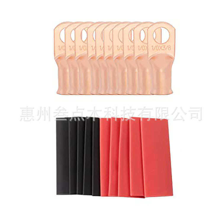 直供美规窥口铜接线端子 10 个 1/0 AWG-3/8 英寸+黑红热缩管,电子/电工,接线端子,淘宝优惠券,粉丝福利购,淘宝优惠卷