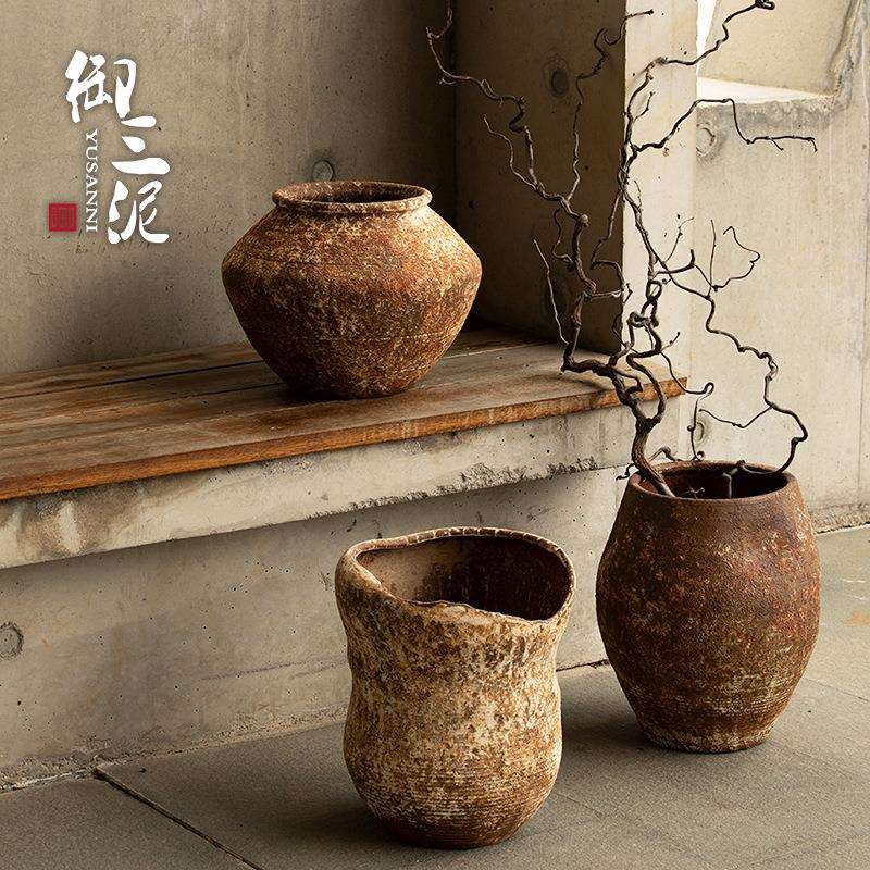 御三陶瓷花盆泥粗陶中式复古花瓶绿植种植盆装饰摆件大口庭院装饰