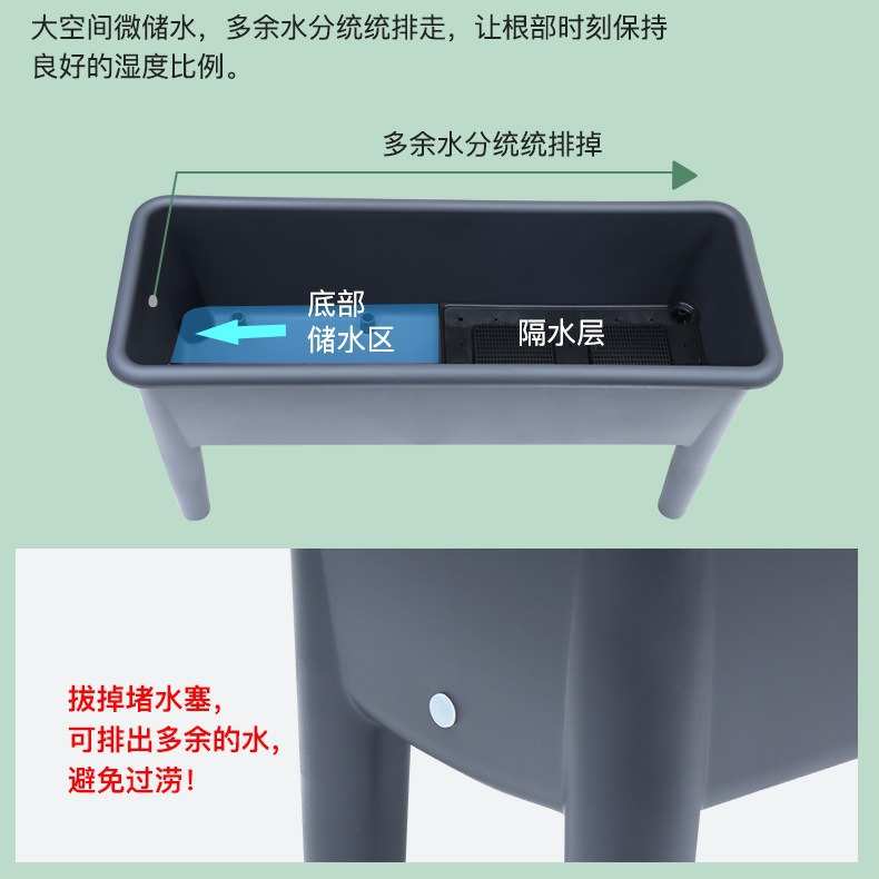 欧林泽阳台种菜大盆高脚花盆新款蔬菜大种植箱长方形种菜种植