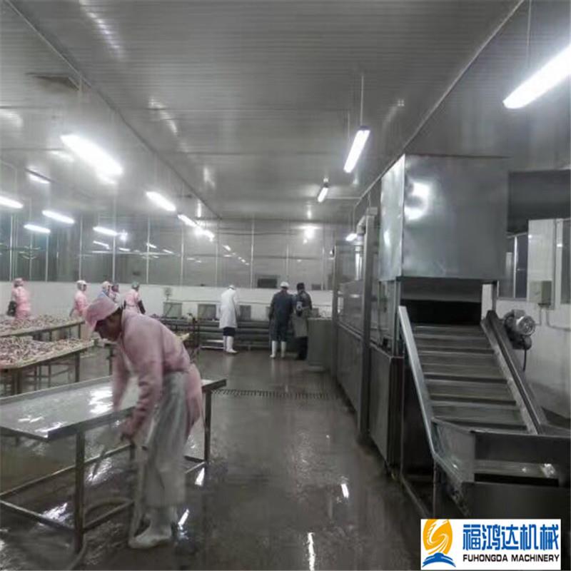 江苏小龙虾成套加工设备连续式小龙虾油炸机全自动炸鱼油炸机