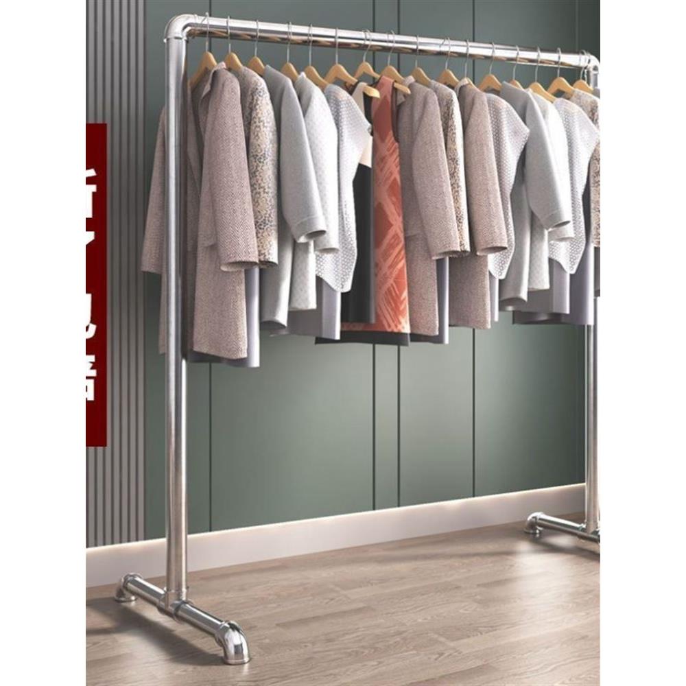 加厚钢管晾衣架晾衣杆挂衣架服装展示架单杆落地阳台不生锈晒被