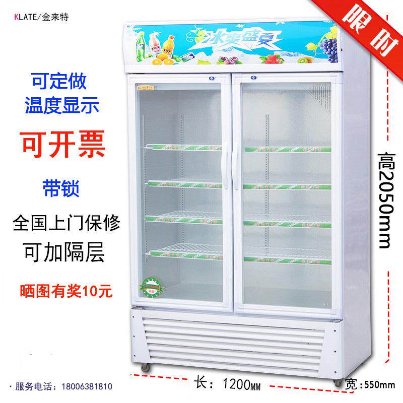立式冷藏展示柜玻璃门保鲜柜啤酒柜冷饮陈列柜双门展示冰柜点菜柜