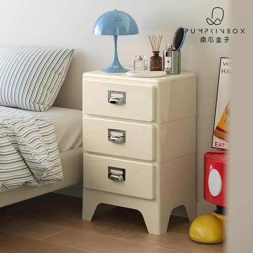 日式覆古床头柜卧室抽屉收纳盒柜子小型沙发边柜ins创意储物三斗