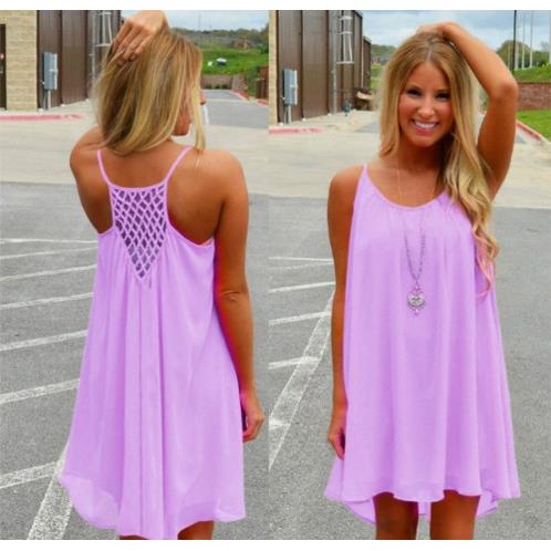 Mesh Chiffon Panel Suspender Dress