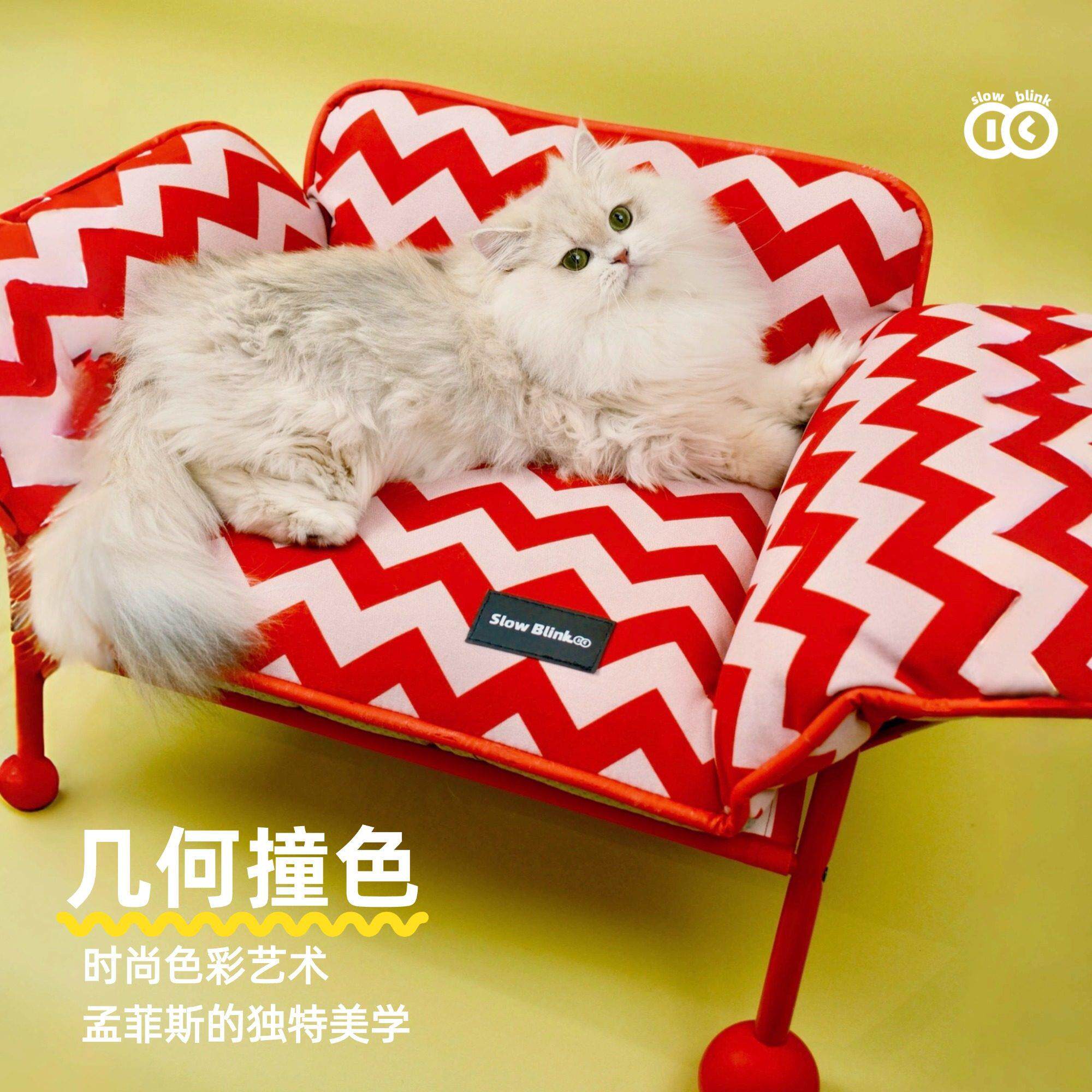 C-Queen/慢眨眼宠物行军床猫沙发可拆卸全拆洗大号宠物窝睡床厚实