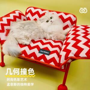C-Queen/慢眨眼宠物行军床猫沙发可拆卸全拆洗大号宠物窝睡床厚实