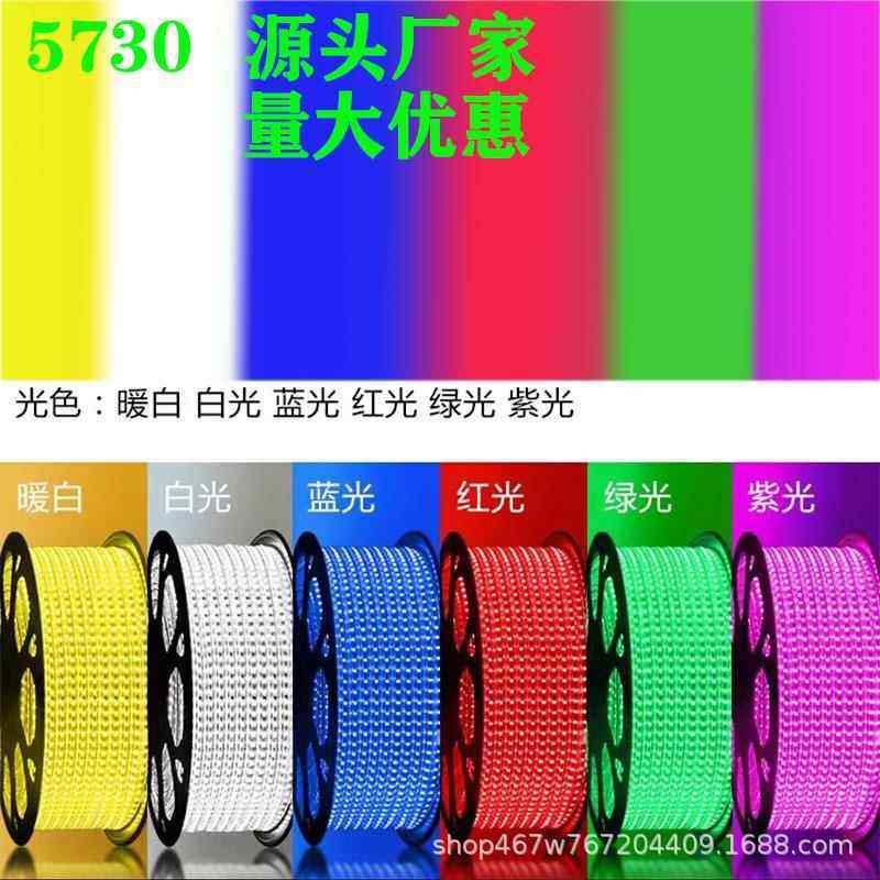 LED灯带5730单色高压家用双排户外防水客厅装修白光暖光蓝红绿粉