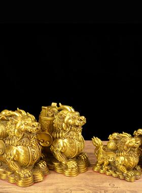 宏达财福貔貅品全黄铜财福貅家居办公室玄聚貔宝盆铜关貔貅礼摆件