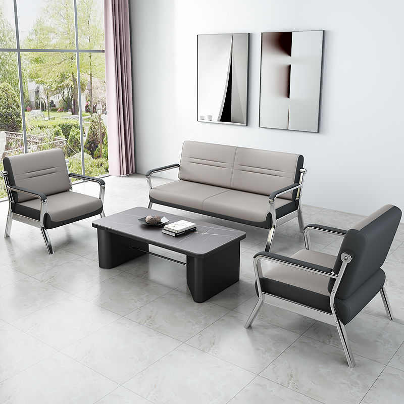zh现代简约办公室接待会客区沙发简约商务洽谈桌等候休息区茶几组