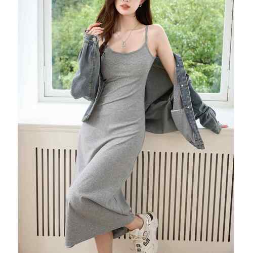 Strapless Striped Long Sleeveless Dress Fitted High Split