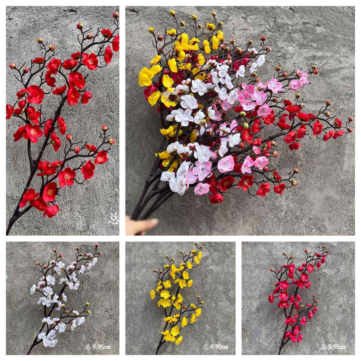 仿真梅花枝假花摆件仿真腊梅干花桃花客厅摆设花束室内家居装饰