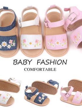 Baby Girl Summer Sandal Embroidery Flower Design for 0-1 Yea