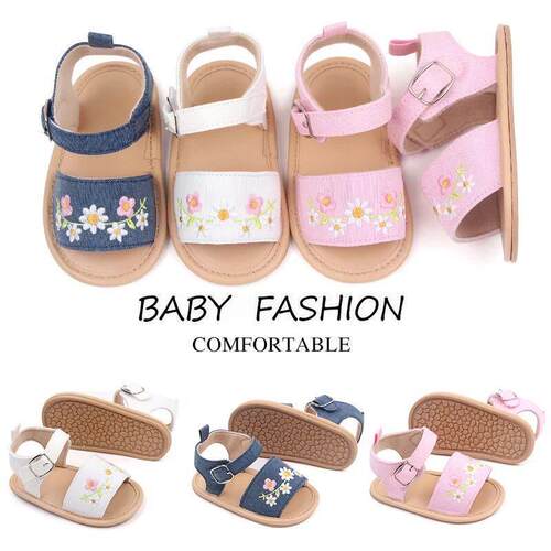 Baby Girl Summer Sandal Embroidery Flower Design for 0-1 Yea