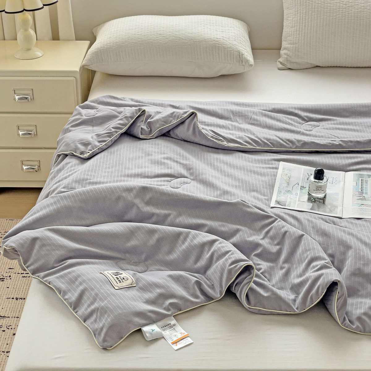 被薄被洗棉子纯色夏大豆夏季机夏凉水洗被空调被纤维被夏天可