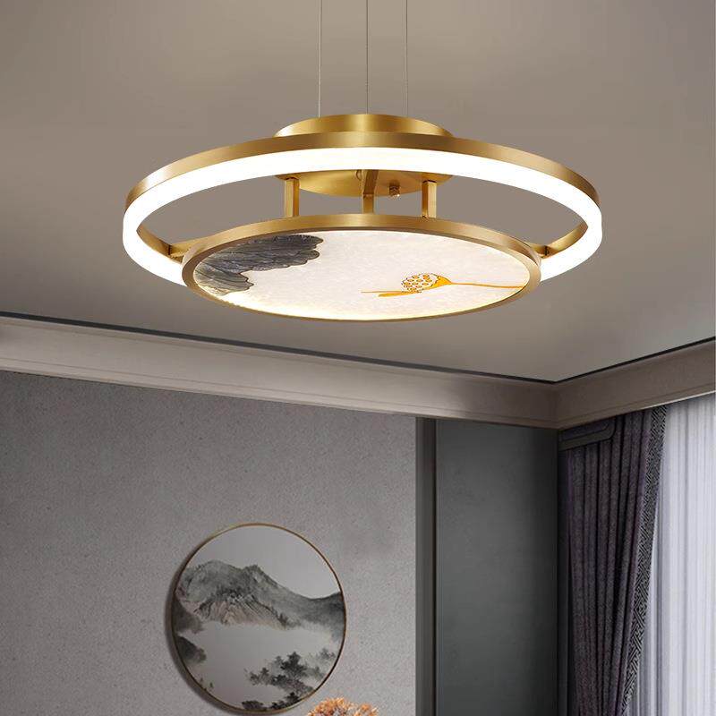 全铜吊灯简约现代卧室禅意新中式餐厅餐桌吧台茶室中国风