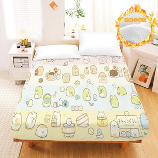 角落上生物晶水绒笠卡通女孩全包床垫保护罩子冬季防寒床床VBP用