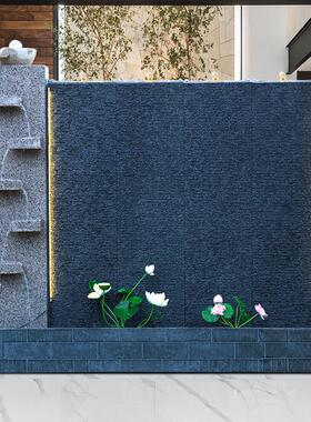 大型假山石材水幕墙流水屏风喷泉水系景观户外庭院鱼池造景布置