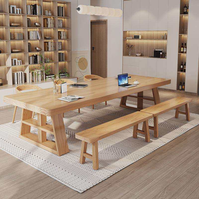 北欧实木办公桌简约小户型双人学习桌家用客厅办公工作台电脑桌