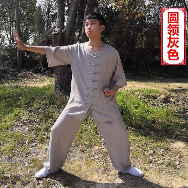 正品反季降价棉春夏太极服女短袖高档功棉麻薄款八段锦练服武男绸