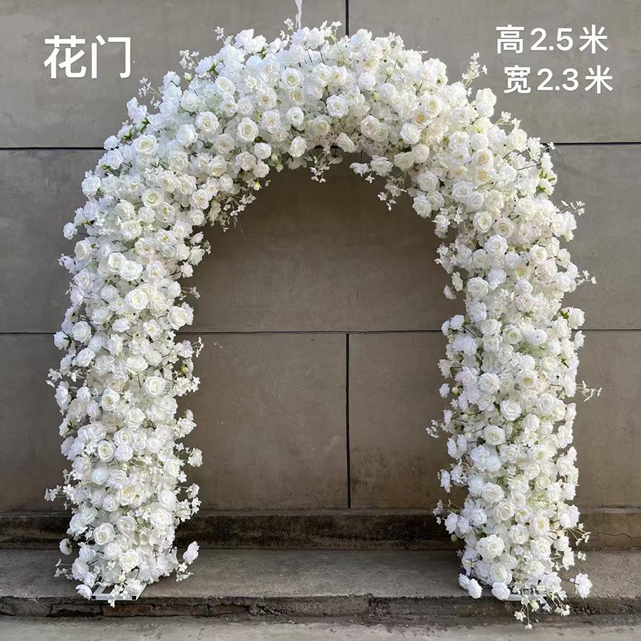 婚礼成品拱花门婚庆满花圆形花门心形花门户外草坪舞台仿真花门
