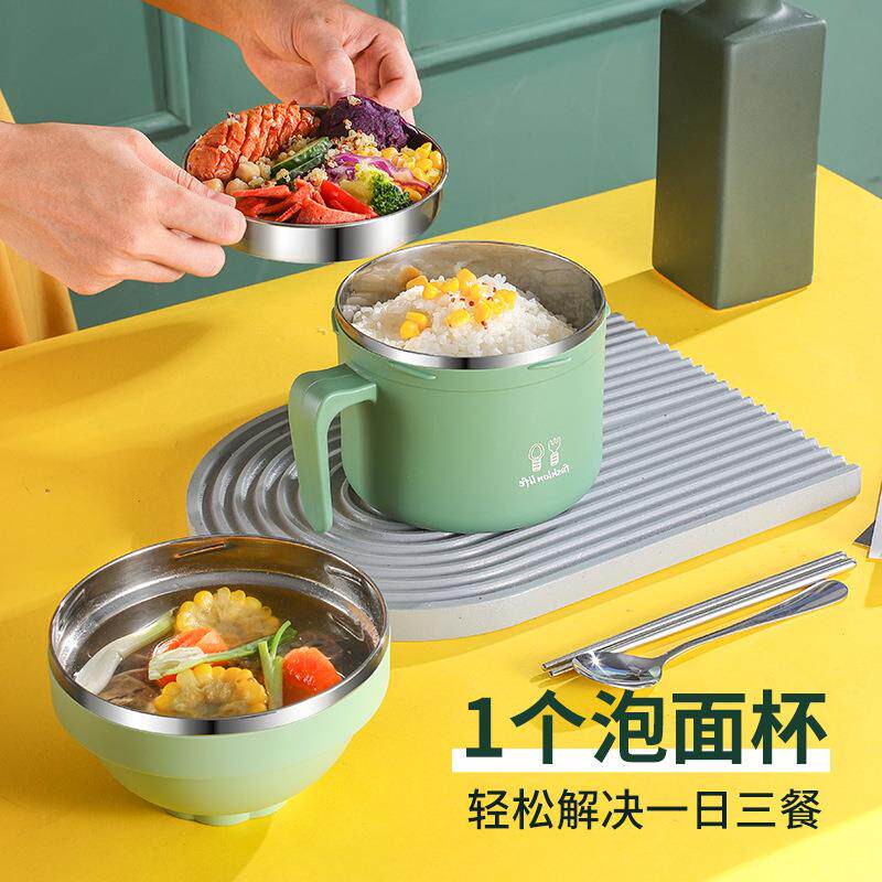 304泡面碗ins不锈钢饭盒上班女生分格大容量多层带盖快餐杯保温