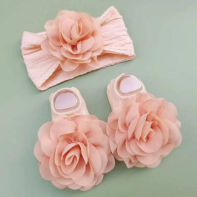 2Pcs/Set Sweet Baby Girl Headbands Socks Set Pearl Lace Flow