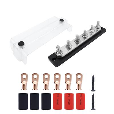 房车游艇6路黑色直流汇流排M8螺柱 汽车尼龙底座汇线排配接线端子