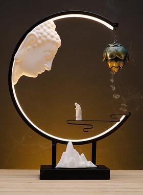 创意灯圈摆件新中式送礼禅意客厅玄关办公室家用桌面家居装饰摆设