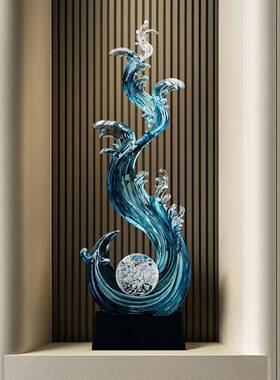 浪花风生风生水起办摆装饰入公户玄关造景客厅室创意摆件轻奢高档