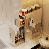 厨房台面夹缝置物架餐具调味品摆放架落地多层金属家用收纳储物架