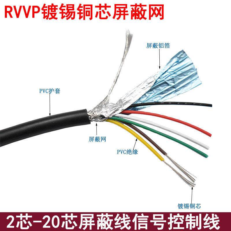多芯电缆RVVP2芯3芯4芯0.15平方4芯5芯6芯8芯0.2屏蔽信号控制线