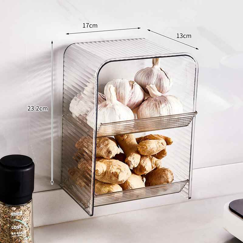 日系多功能壁挂葱姜蒜收纳盒调味用品调料架厨房收纳姜蒜置物架收