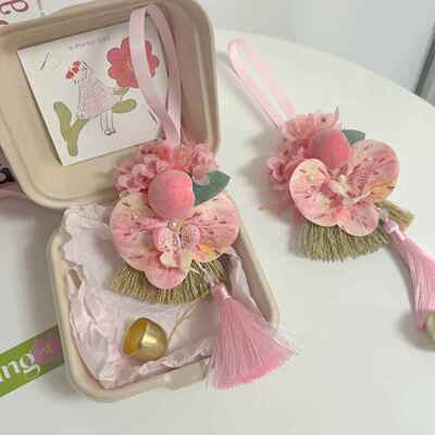 春挂夏挑子扫把新式中装饰件车汽后视镜车挂蝴蝶兰少女心738挂件