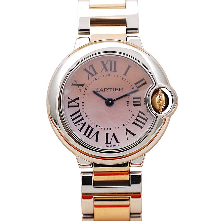 绝美贝母[9.8新]卡地亚蓝气球28mm间金石英女表W6920034