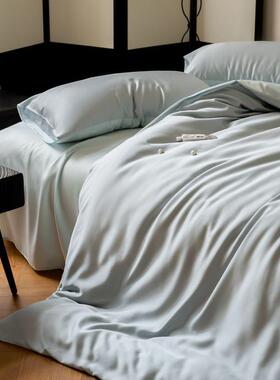 60支兰精天丝春夏季素色酒店四件套清凉爽滑可裸睡床单床上用品LA